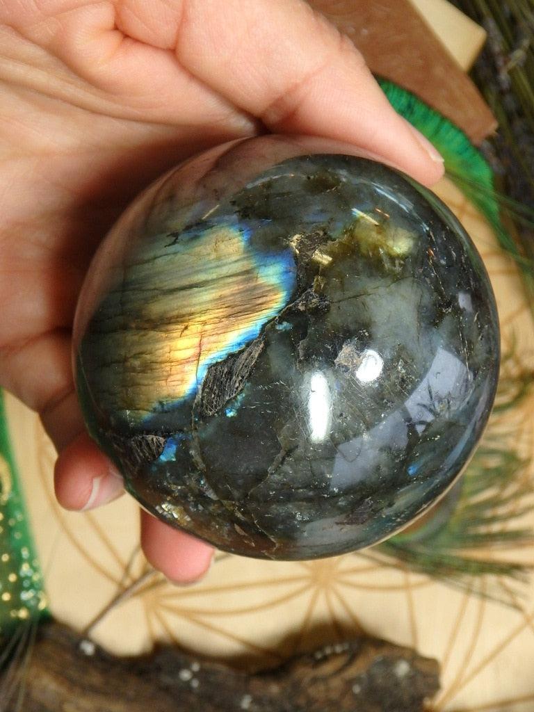 Flashy Labradorite Gemstone Sphere 2 - Earth Family Crystals