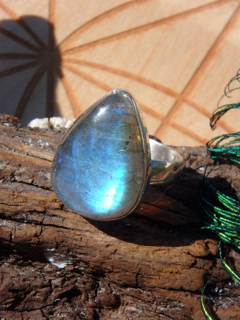 Periwinkle Blue Labradorite Gemstone Ring In Sterling Silver (Size 6) - Earth Family Crystals