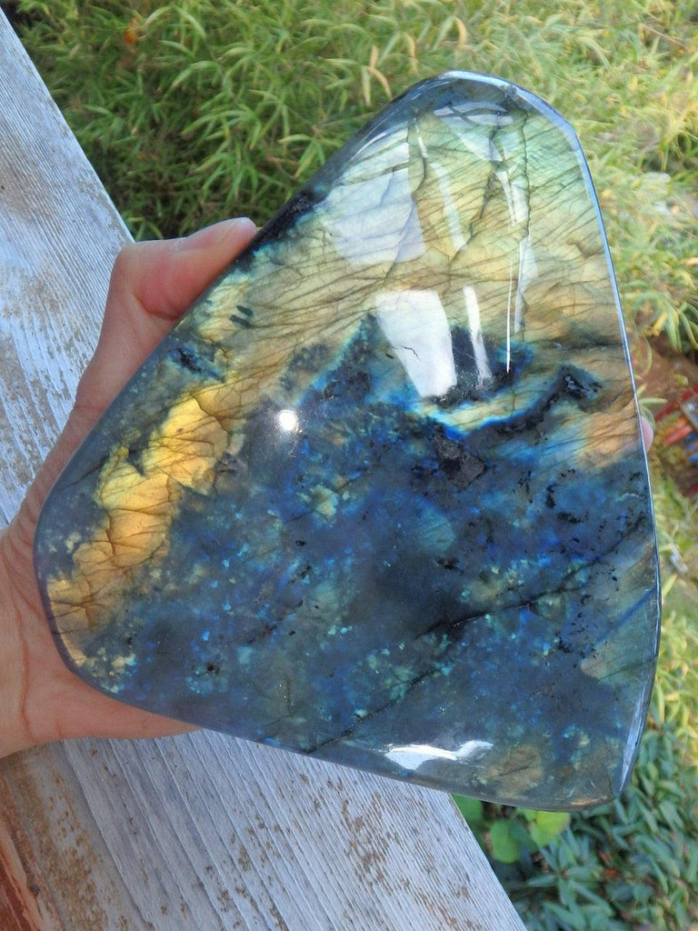 XL Double Sided Multi Flash Labradorite Self Standing Display Specimen - Earth Family Crystals