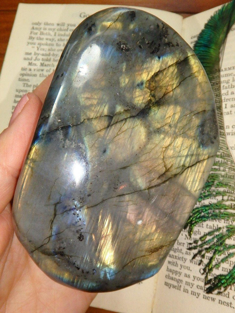 Dancing Golden Flashes Labradorite Standing Specimen - Earth Family Crystals