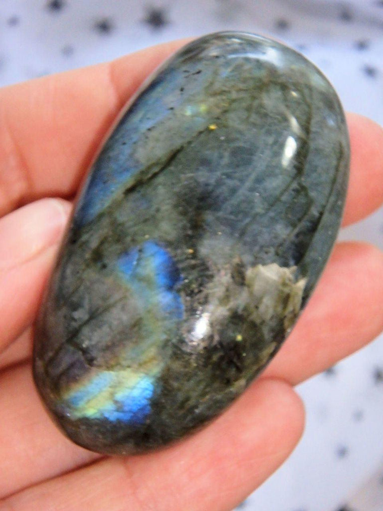 Blue Labradorite Polished Palm Stone 1 - Earth Family Crystals