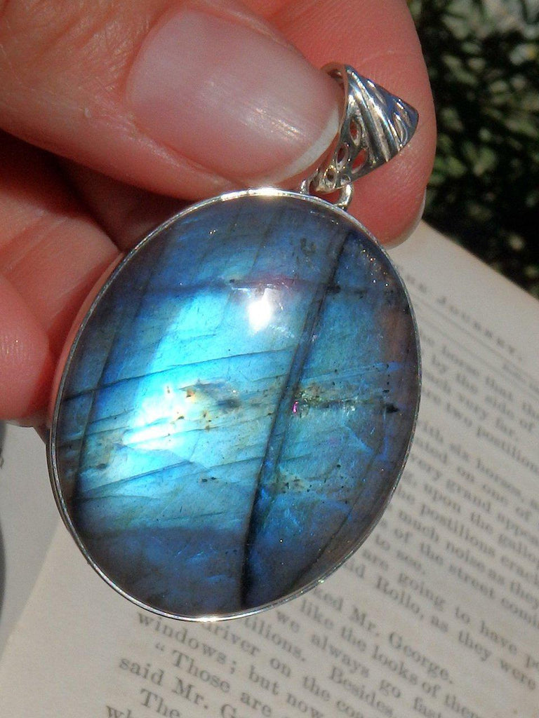 Absolutely Fabulous Sky Blue Flash Labradorite Pendant in Sterling Silver (Includes Silver Chain) *REDUCED - Earth Family Crystals