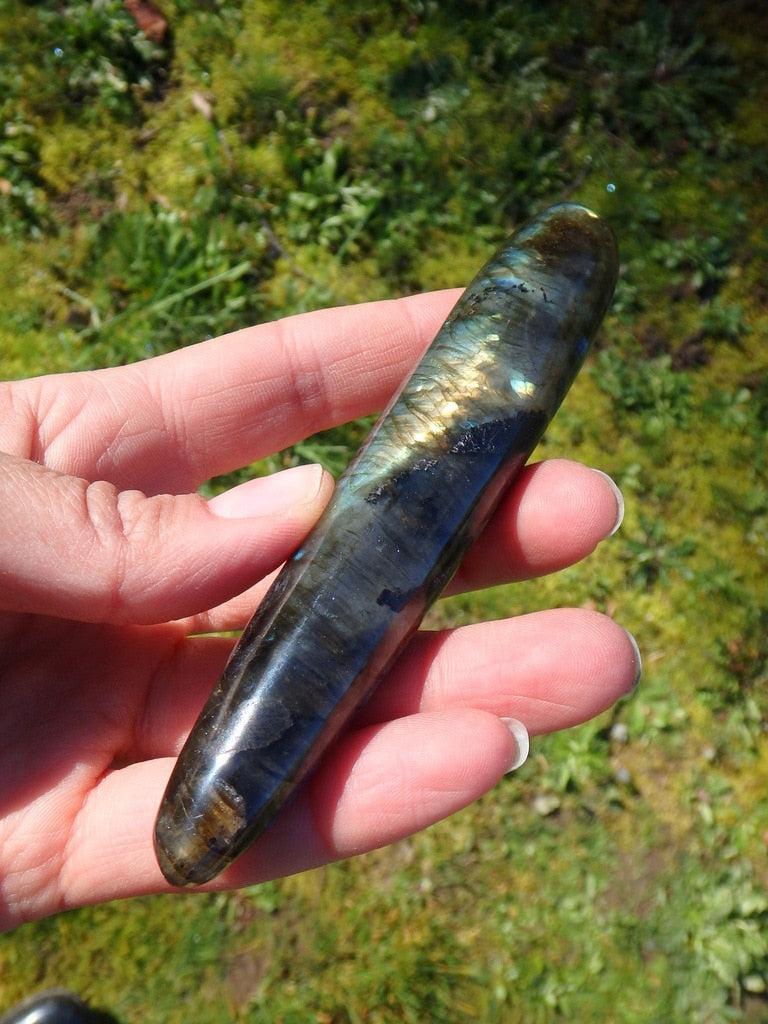 Golds & Blue Flashes Labradorite Gemstone Wand - Earth Family Crystals