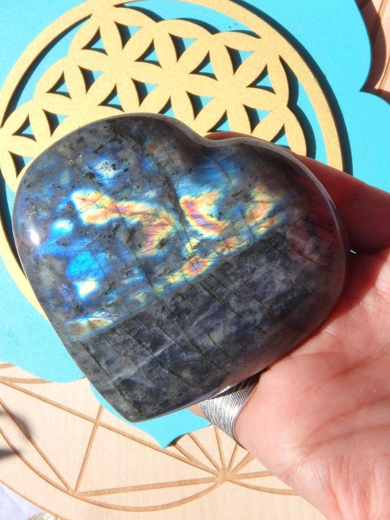 Fabulous Flashes Labradorite Heart Carving 2 - Earth Family Crystals