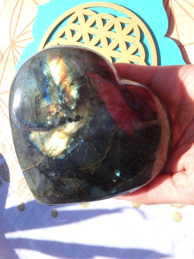 XL Fabulous Flashes Labradorite Heart Carving 1 - Earth Family Crystals