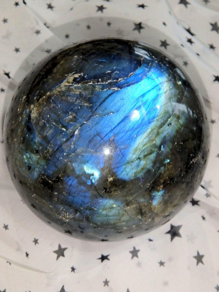 XL Flashes of Blue & Golden Labradorite Polished Sphere - Earth Family Crystals