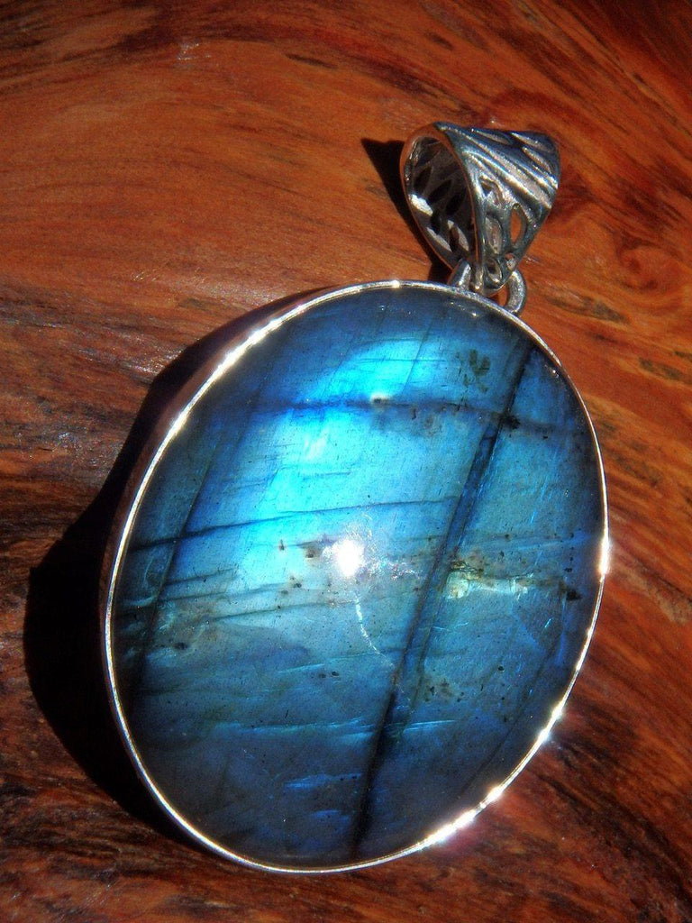 Absolutely Fabulous Sky Blue Flash Labradorite Pendant in Sterling Silver (Includes Silver Chain) *REDUCED - Earth Family Crystals