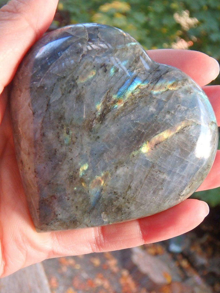 Pretty Multi Flash Labradorite Love Heart Carving Specimen - Earth Family Crystals