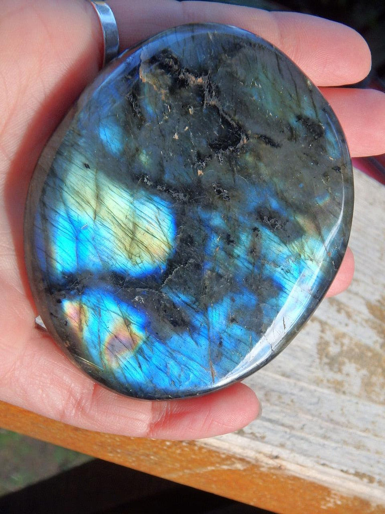 Large Flat Multi Flash Labradorite Specimen Ideal for Body Layouts - Earth Family Crystals