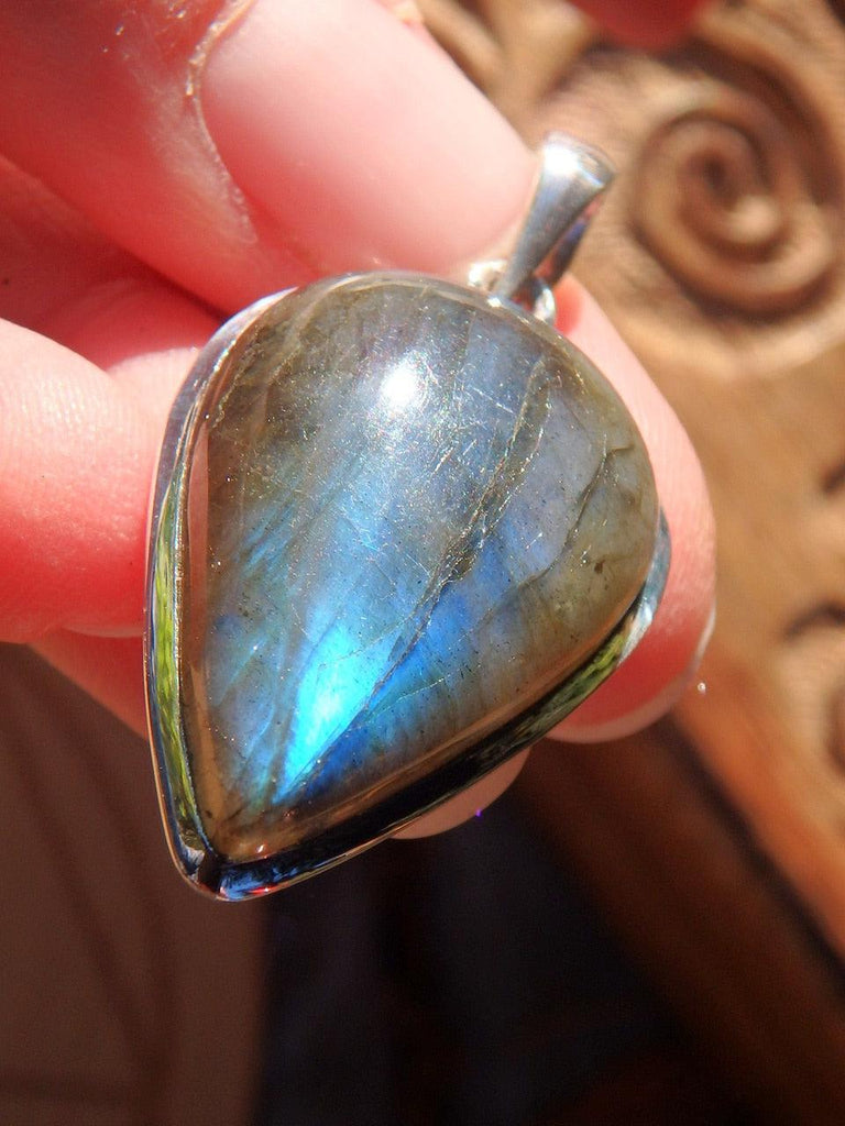 Flashes of Cobalt Blue Labradorite Pendant in Sterling Silver (Includes Silver Chain)1 - Earth Family Crystals