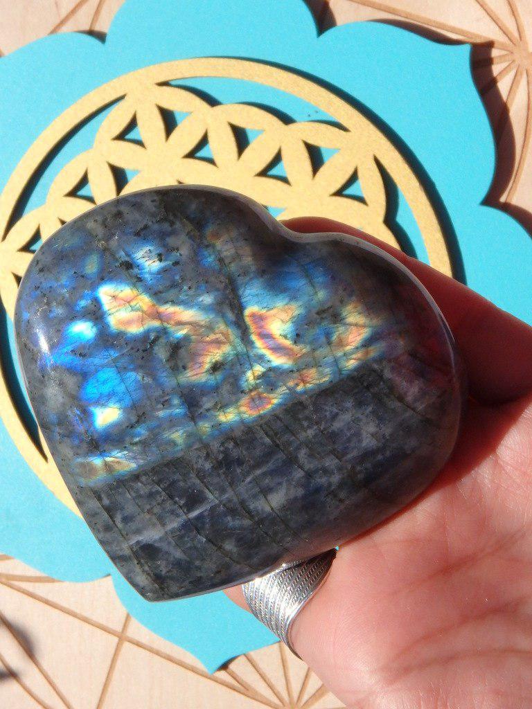 Fabulous Flashes Labradorite Heart Carving 2 - Earth Family Crystals