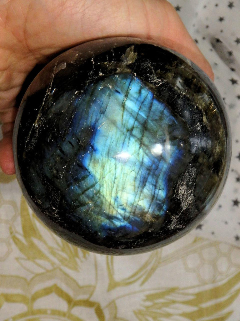 XL Flashes of Blue & Golden Labradorite Polished Sphere - Earth Family Crystals