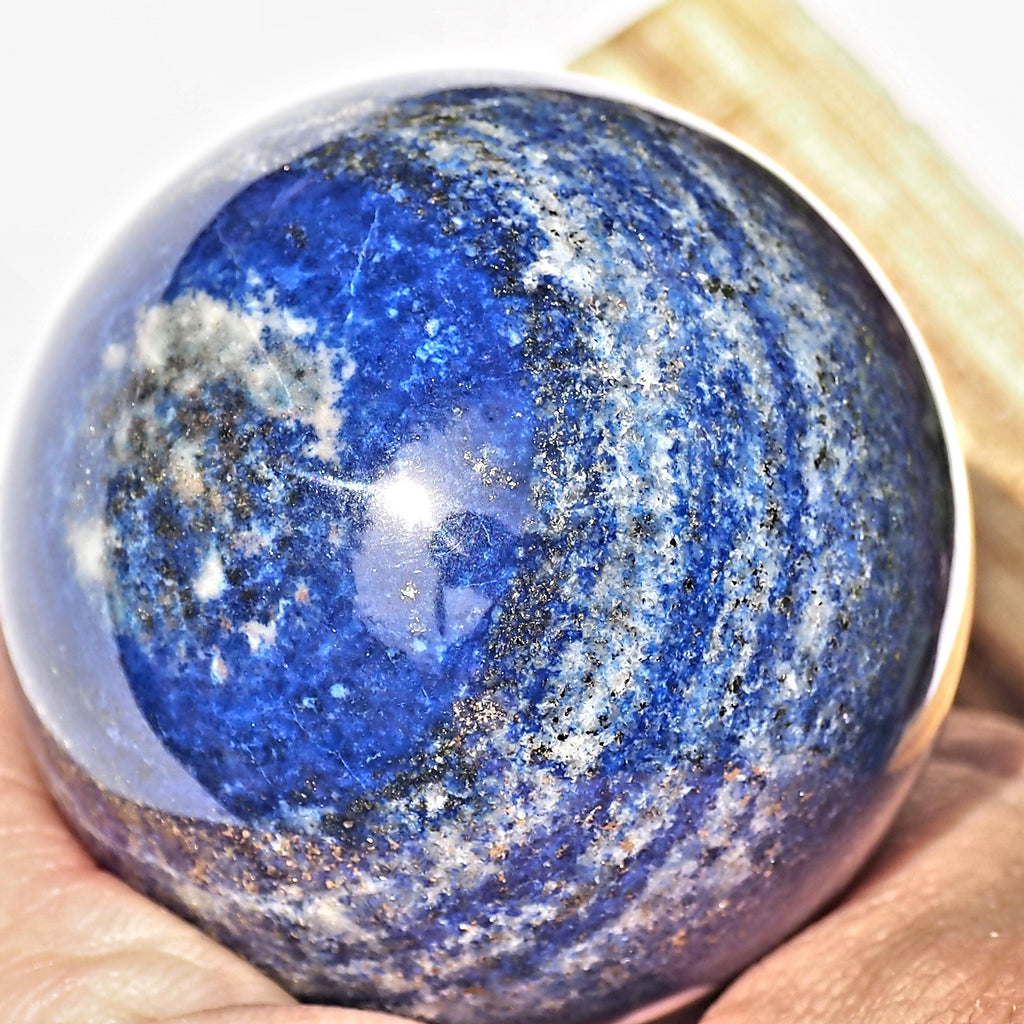 Swirls of Golden Pyrite High Quality Cobalt Blue Lapis Lazuli Sphere - Earth Family Crystals