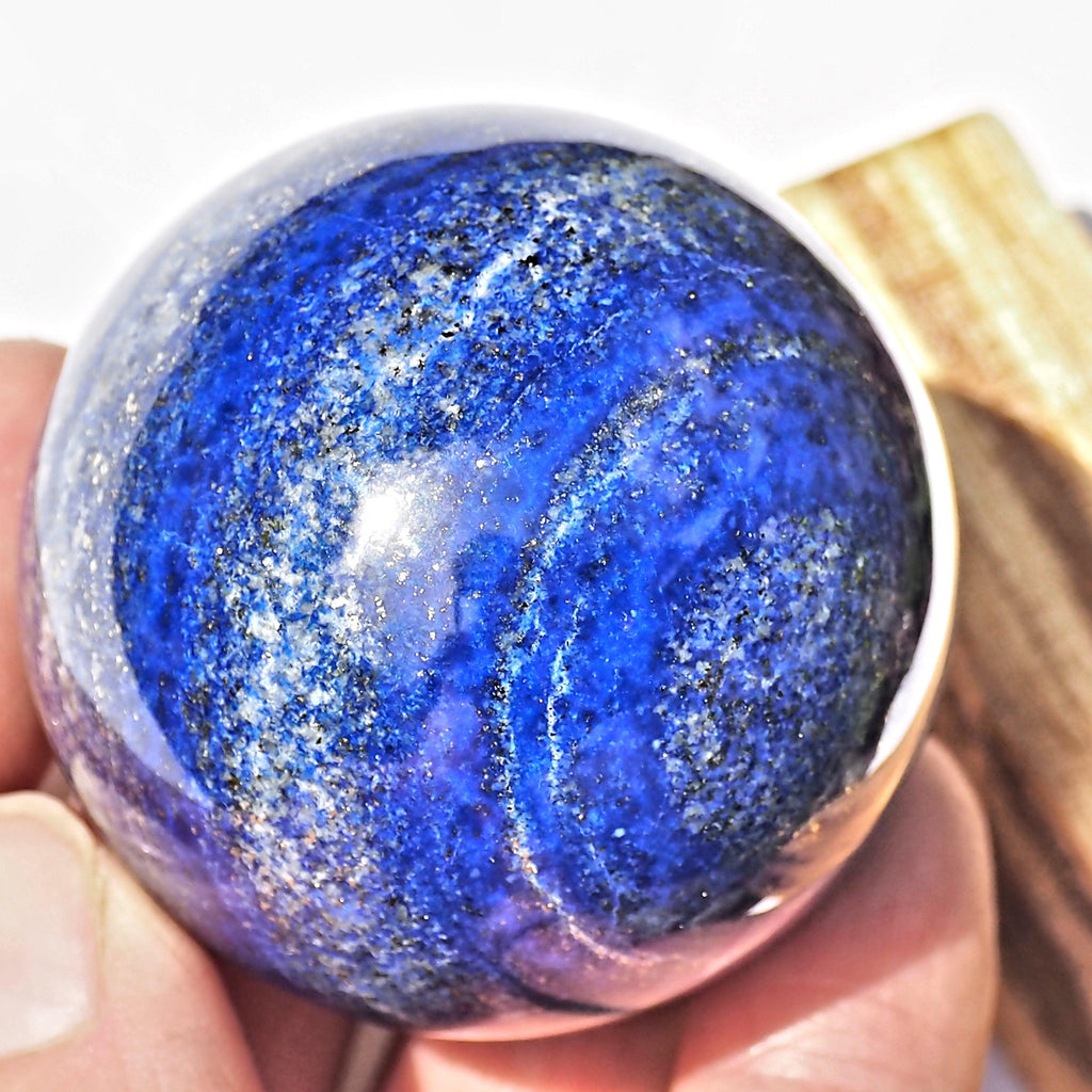 Swirls of Golden Pyrite High Quality Cobalt Blue Lapis Lazuli Sphere - Earth Family Crystals
