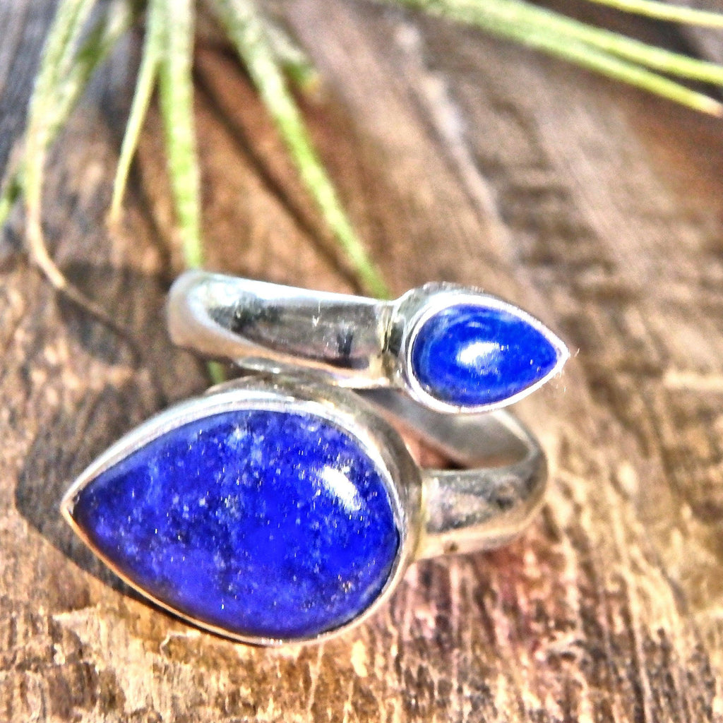 Deep Cobalt Blue Lapis Lazuli Sterling Silver Ring (Adjustable Size 6-11) - Earth Family Crystals
