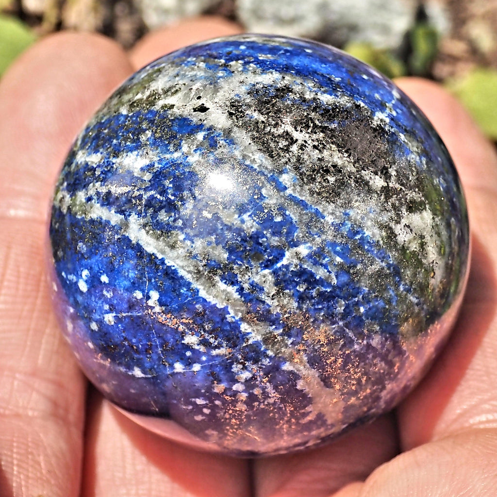 Shimmering Golden Pyrite High Quality Lapis Lazuli Sphere - Earth Family Crystals