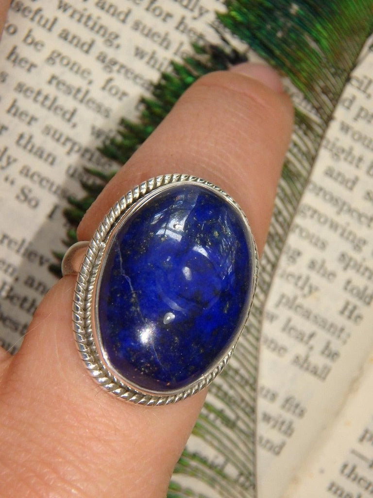 Lovely Deep Azure Blue Lapis Lazuli Ring In Sterling Silver (Size 7) - Earth Family Crystals