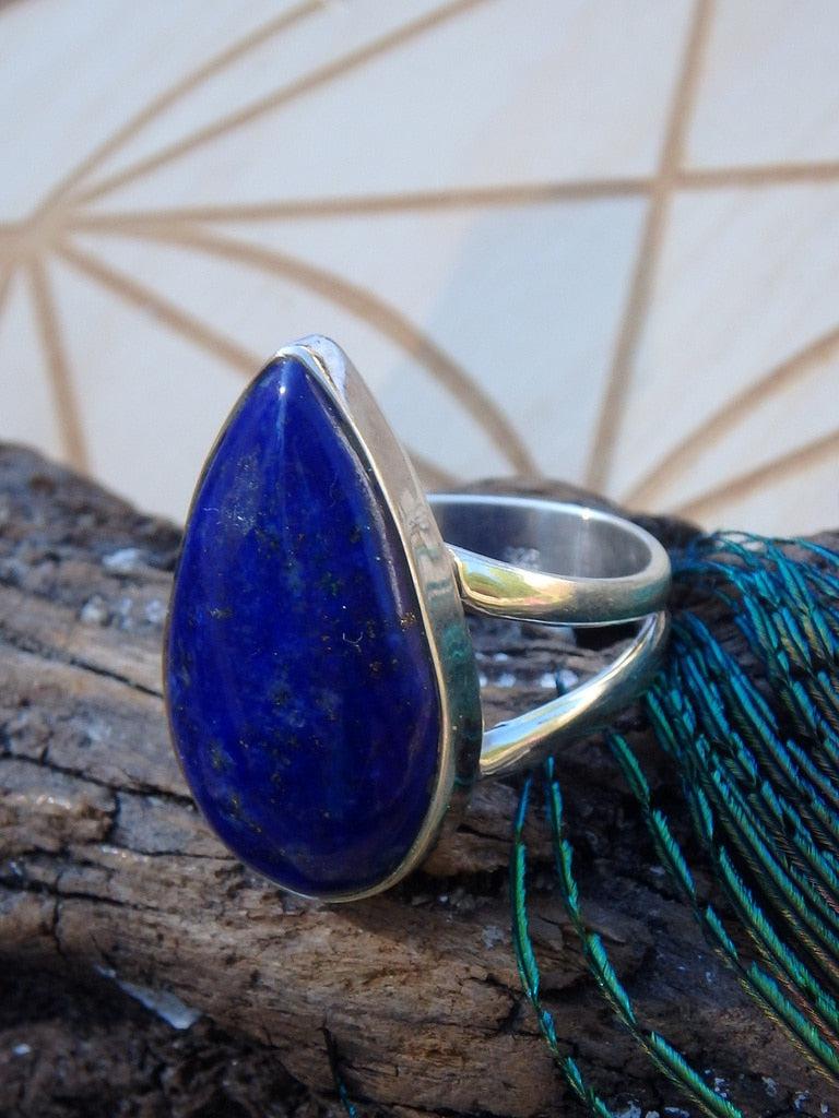 Fabulous Cobalt Blue Lapis Lazuli Gemstone Ring In Sterling Silver (Size 8.5) - Earth Family Crystals