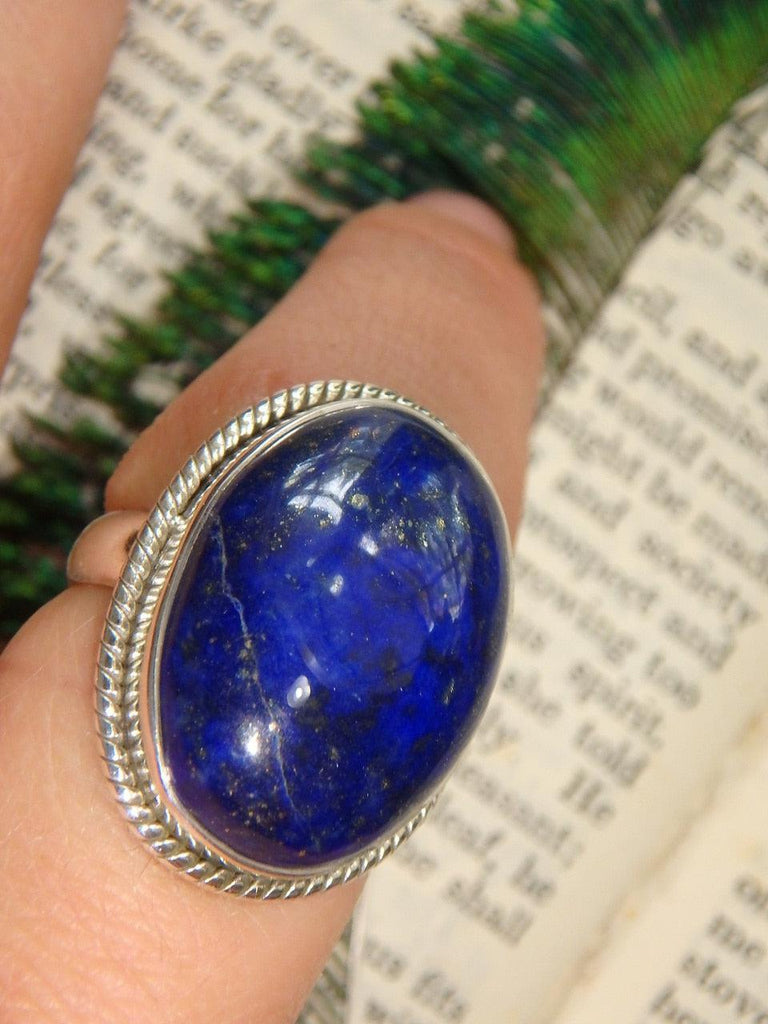 Lovely Deep Azure Blue Lapis Lazuli Ring In Sterling Silver (Size 7) - Earth Family Crystals