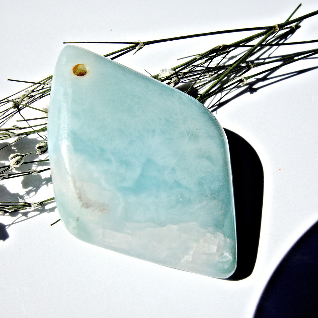 Beautiful Blue Larimar Drilled Cabochon Ideal for Crafting #3 - Earth Family Crystals