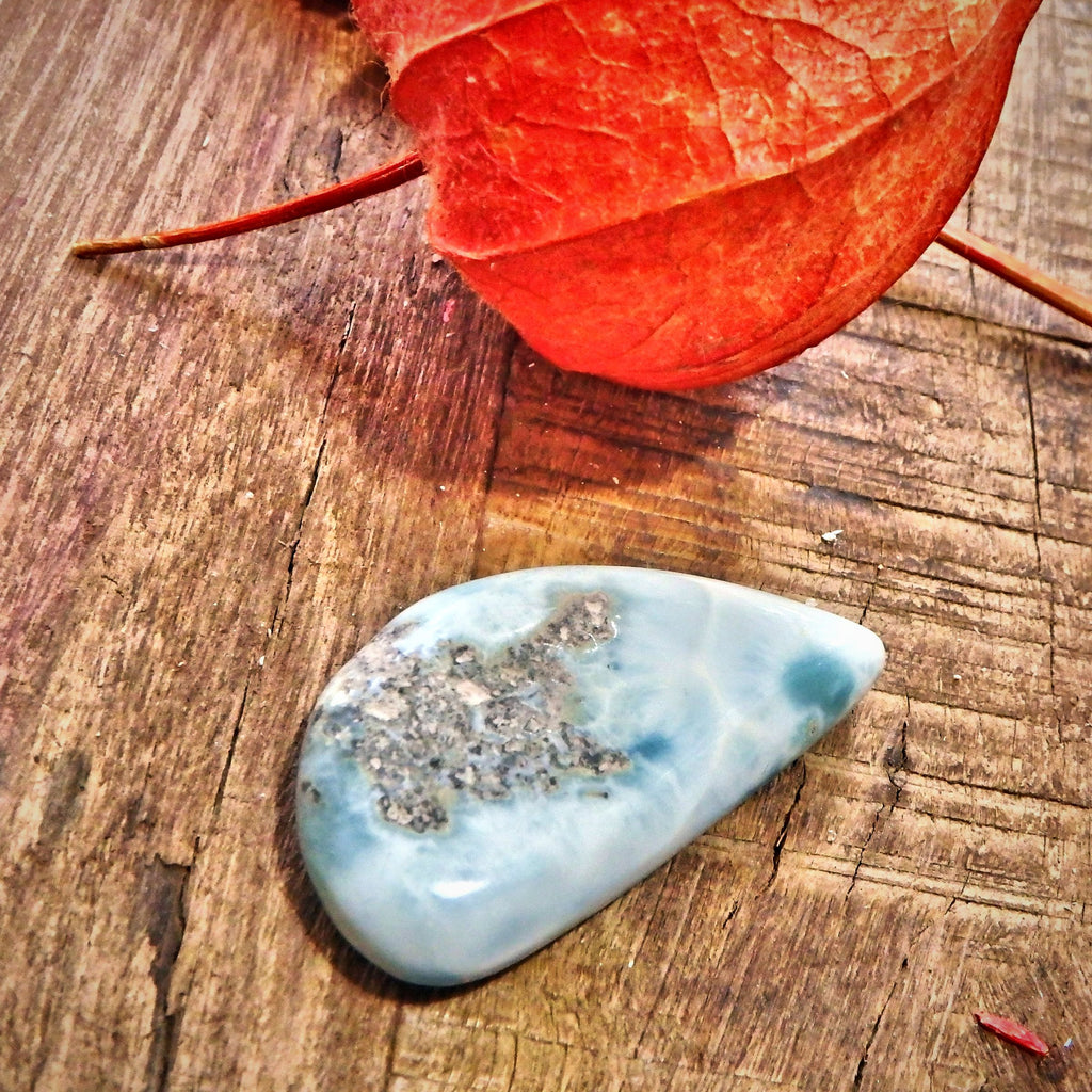 Pretty Creamy Blue Patterns Larimar Cabochon Perfect for Crafting - Earth Family Crystals