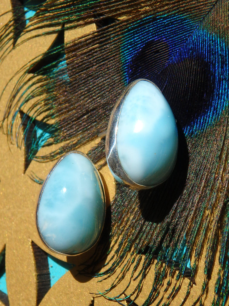 Soothing & Calming Blue Larimar Stud Earrings in Sterling Silver - Earth Family Crystals