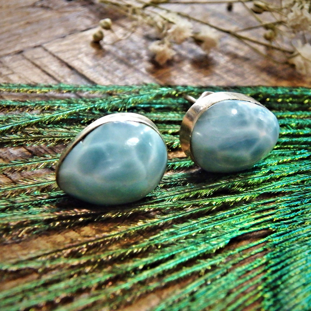 Pretty Blue Caribbean Waters Stud Earrings in Sterling Silver - Earth Family Crystals