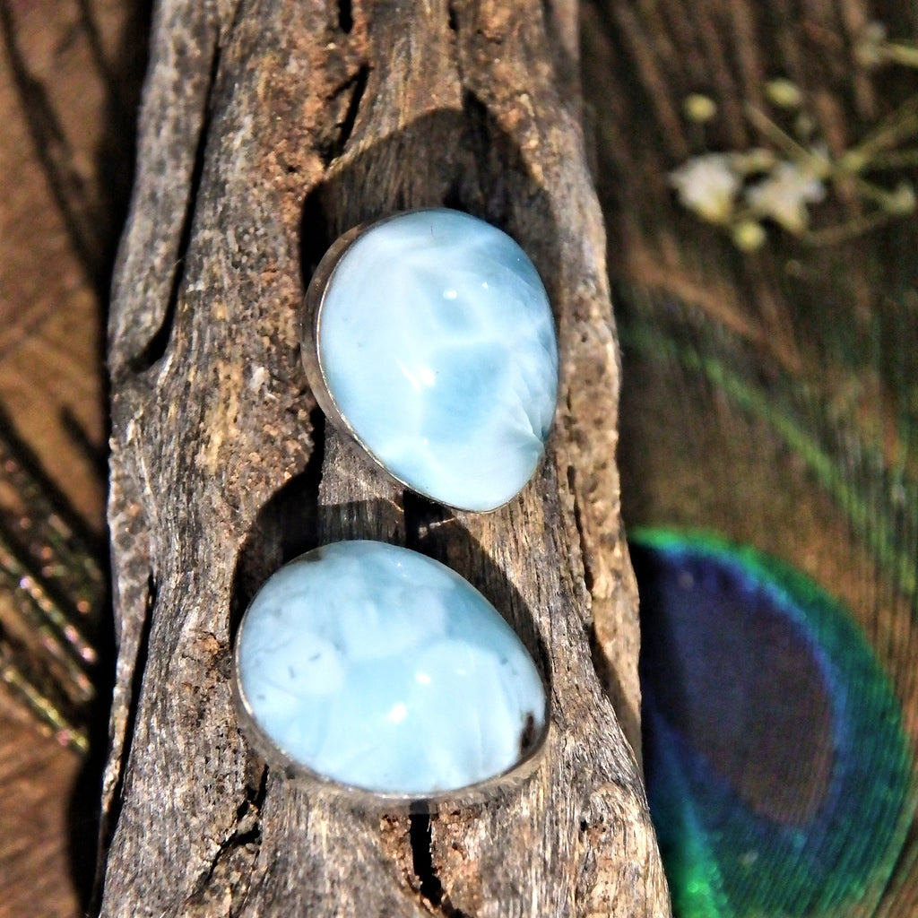 Soothing Blue Larimar Sterling Silver Stud Earrings1 - Earth Family Crystals