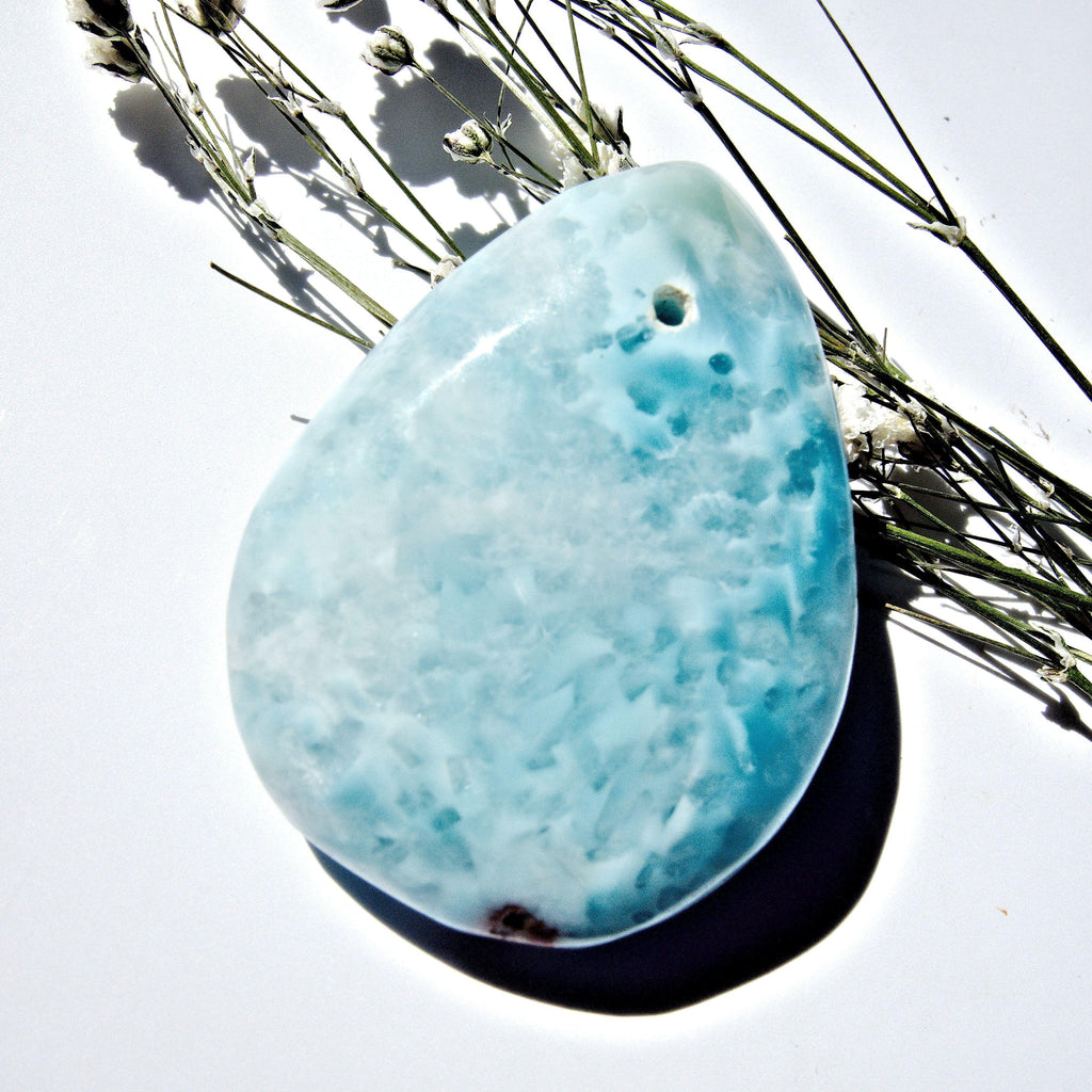Beautiful Blue Larimar Drilled Cabochon Ideal for Crafting #2 - Earth Family Crystals