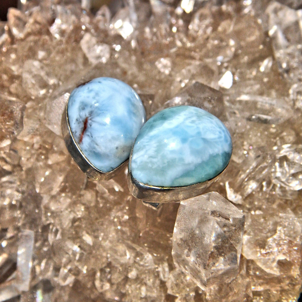Cute Blue Serenity Larimar Stud Earrings in Sterling Silver 8 - Earth Family Crystals