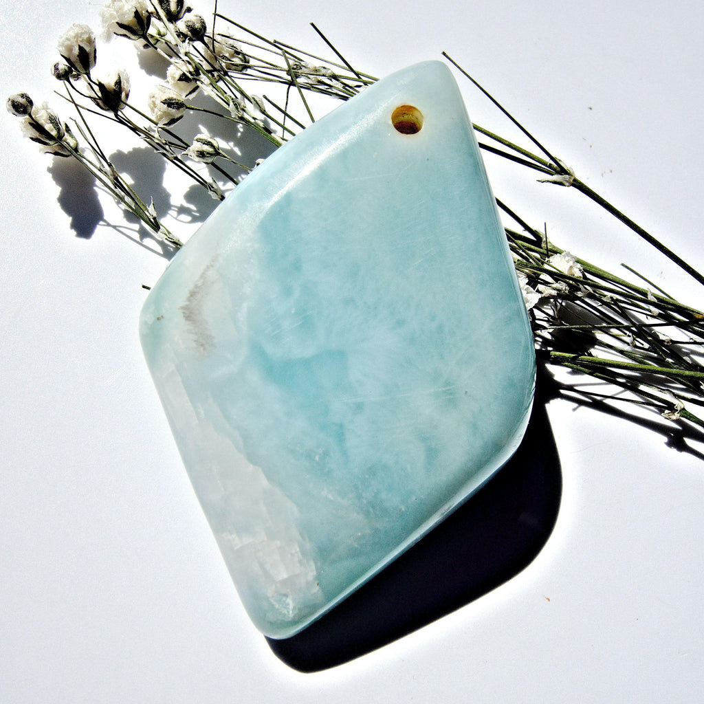 Beautiful Blue Larimar Drilled Cabochon Ideal for Crafting #3 - Earth Family Crystals