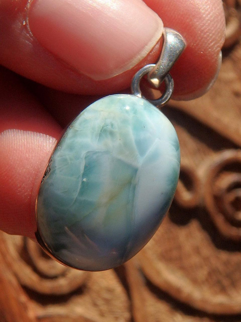 Sweet Ocean Blue Larimar Pendant in Sterling Silver (Includes Silver Chain)1 - Earth Family Crystals