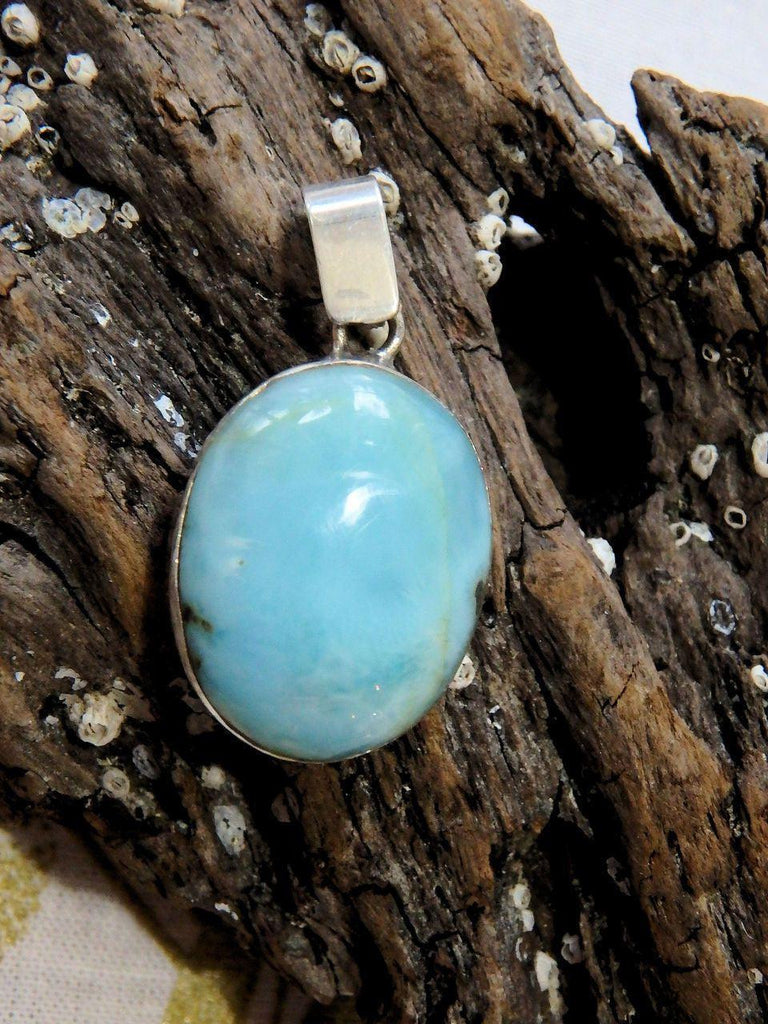 Calming Blue Larimar Gemstone Pendant in Sterling Silver (Includes Silver Chain) - Earth Family Crystals