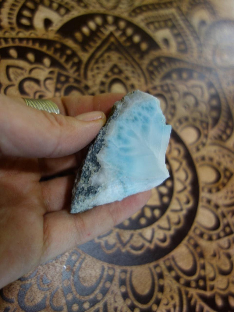 Partially Polished Blue Larimar Hand Held  Specimen - Earth Family Crystals