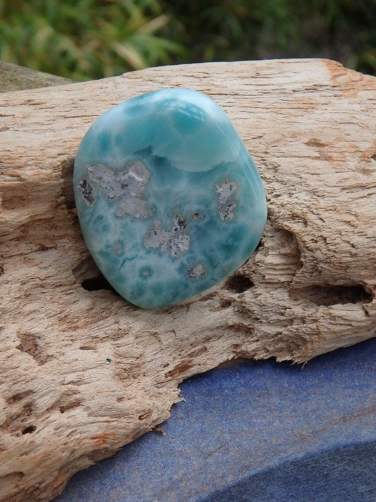 Pretty Flower Patterns Smooth Larimar Hand Held Specimen - Earth Family Crystals