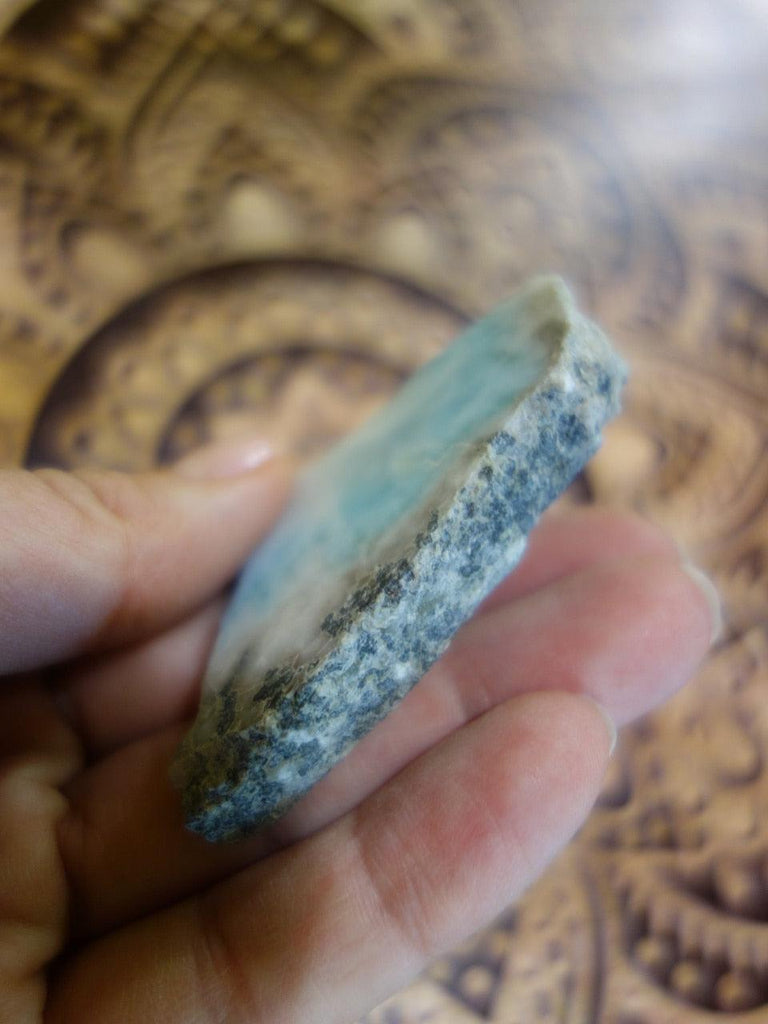 Partially Polished Blue Larimar Hand Held  Specimen - Earth Family Crystals