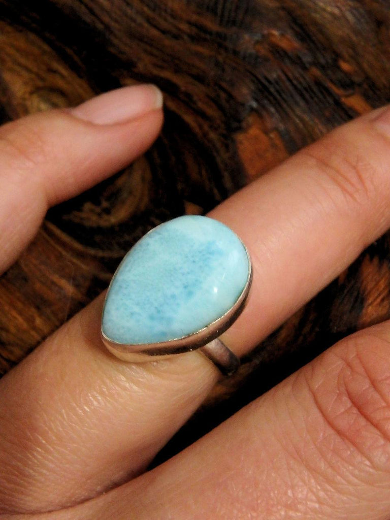 Stunning Blue Larimar Ring In Sterling Silver (Adjustable Size 5-9) - Earth Family Crystals