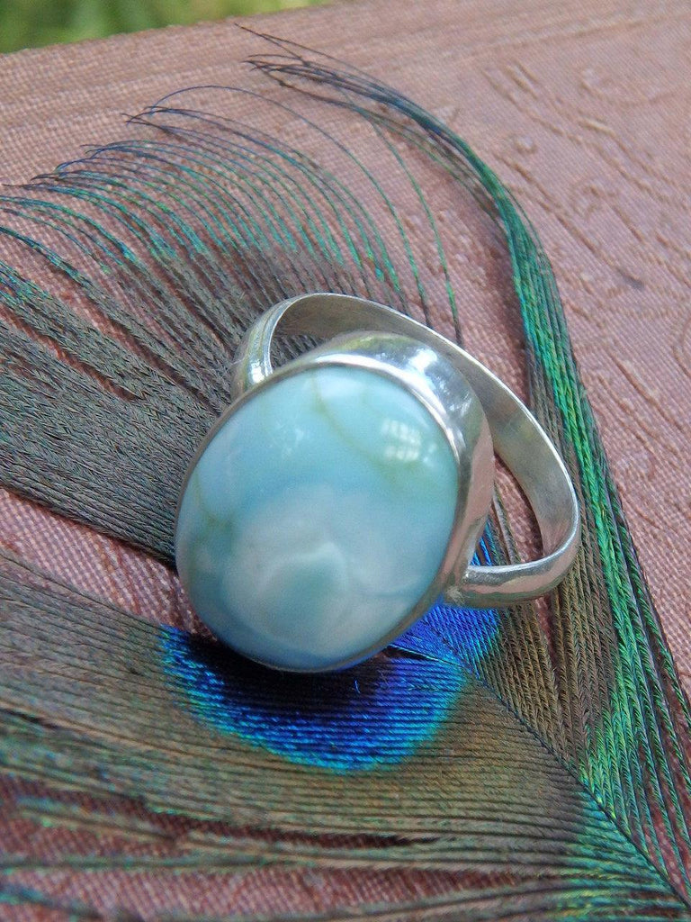 Larimar Blue Serenity Ring in Sterling Silver (SIZE 8) - Earth Family Crystals
