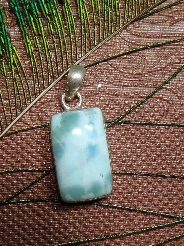 Fine Blue Larimar Gemstone Pendant In Sterling Silver 1 (Includes Silver Chain) - Earth Family Crystals