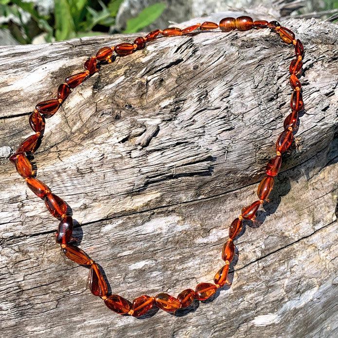 Polished Cognac Lithuanian Baltic Amber 18 Inch Necklace - Earth Family Crystals