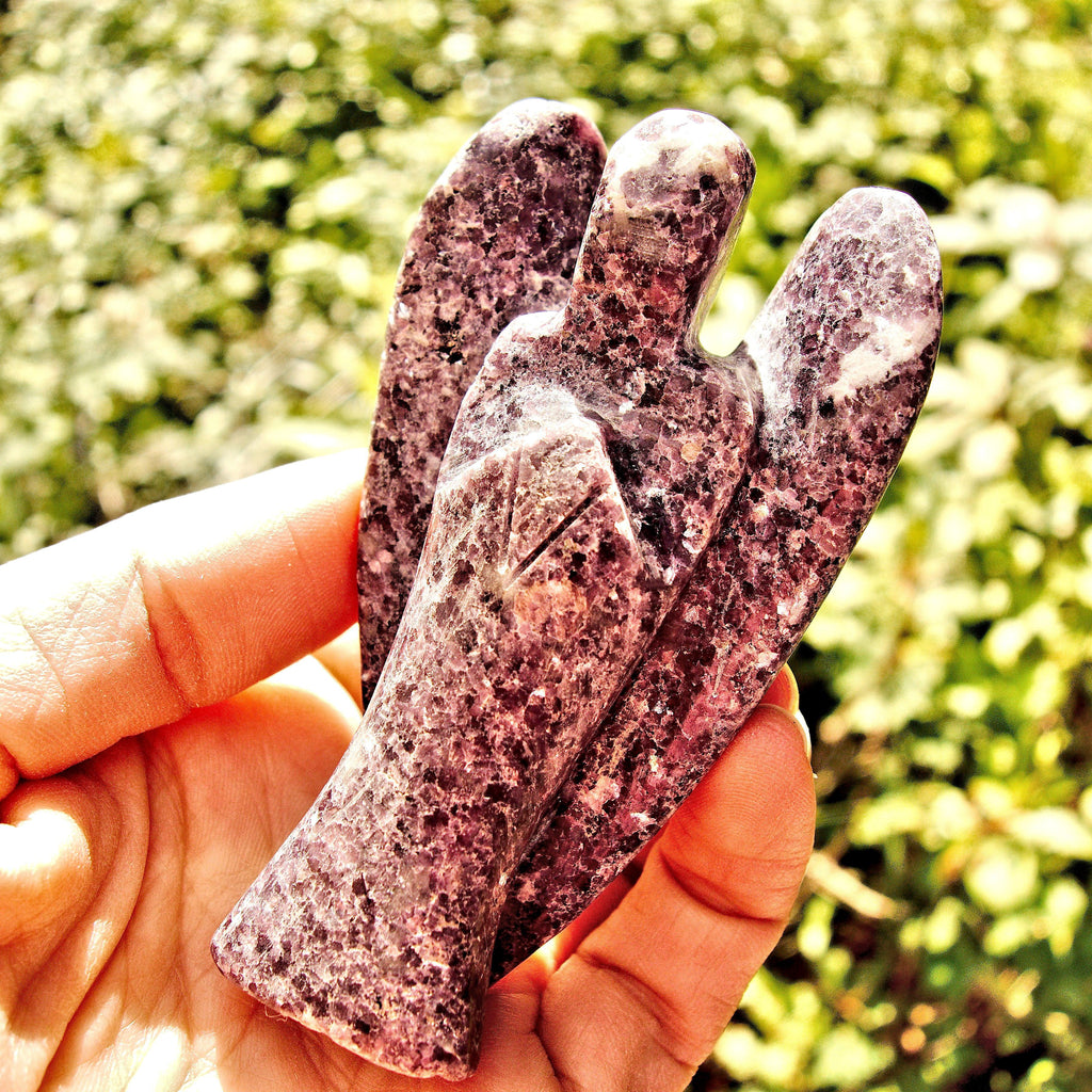 Shimmering Lilac Lepidolite Standing Angel Carving From Brazil - Earth Family Crystals