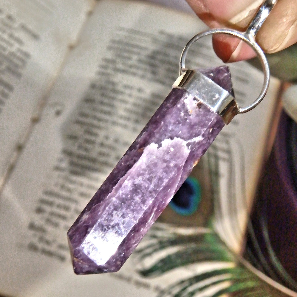 Deep Lilac DT Lepidolite Sterling Silver Pendant (Includes Silver Chain) - Earth Family Crystals
