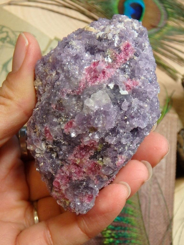 Shimmering Lipstick Pink Tourmaline & Lavender Lepidolite Specimen From Brazil 2 - Earth Family Crystals
