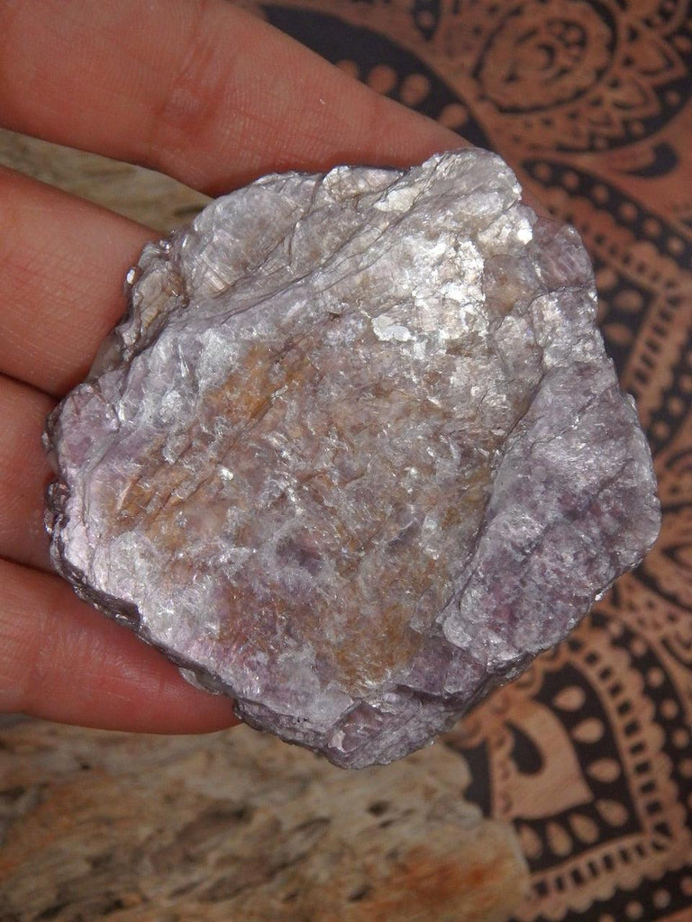 Healing Shiny Lilac Lepidolite Flat Specimen From Brazil - Earth Family Crystals