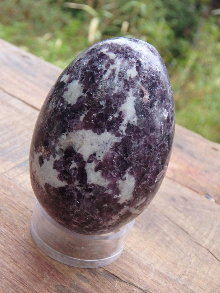 Gorgeous Lilac Lepidolite & Pink Tourmaline Egg Carving 2 - Earth Family Crystals