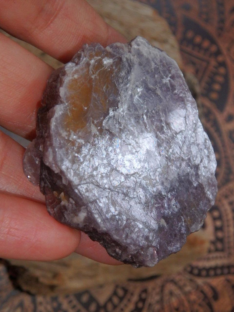 Healing Shiny Lilac Lepidolite Flat Specimen From Brazil - Earth Family Crystals