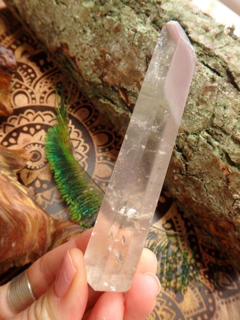 Tall & Slim Quartz & Lithium Polished Standing Specimen - Earth Family Crystals