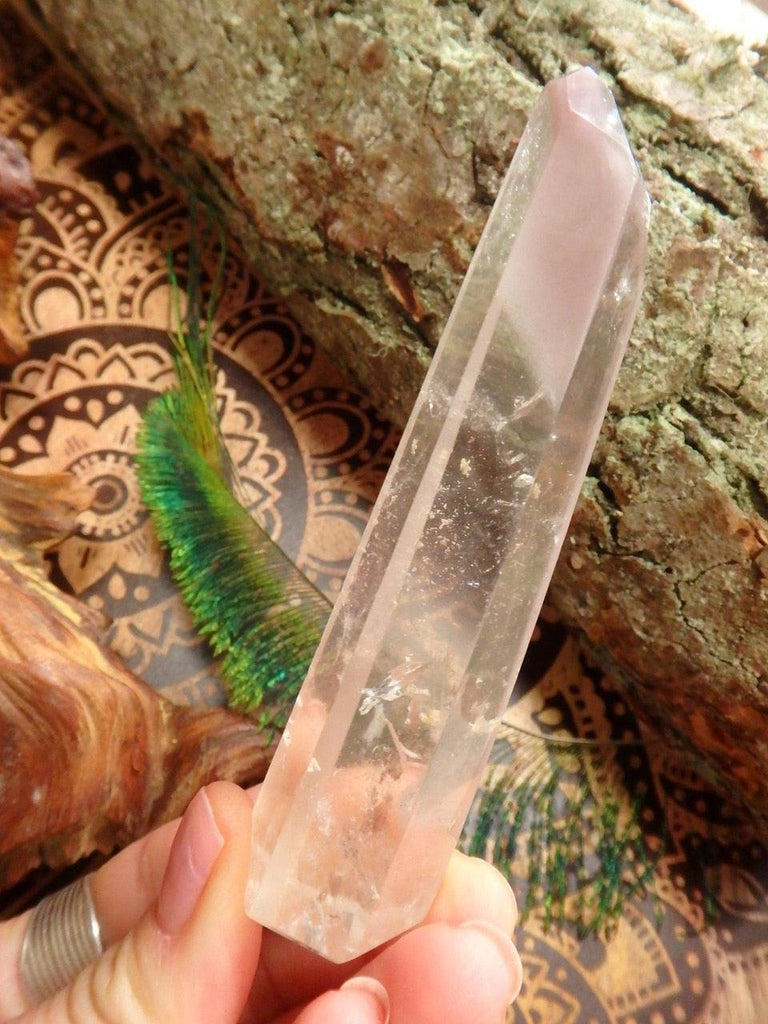 Tall & Slim Quartz & Lithium Polished Standing Specimen - Earth Family Crystals