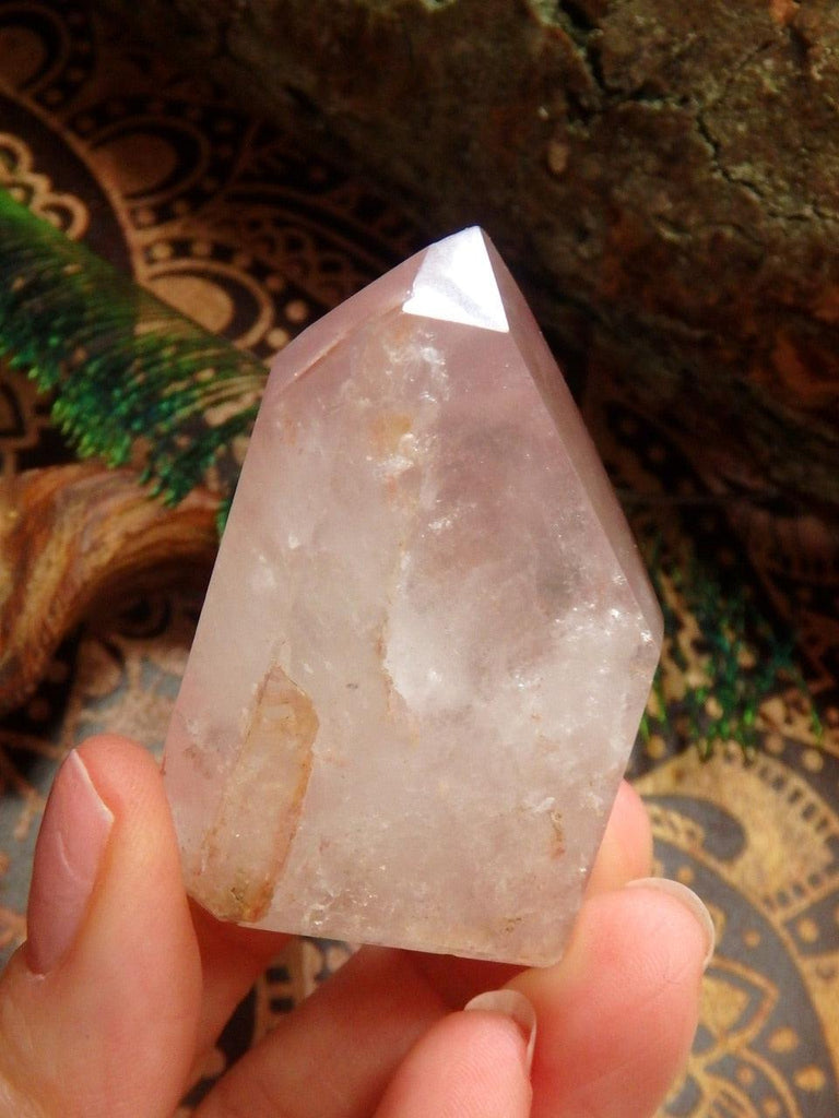Short & Stubby Lithium Quartz Generator With Caves - Earth Family Crystals