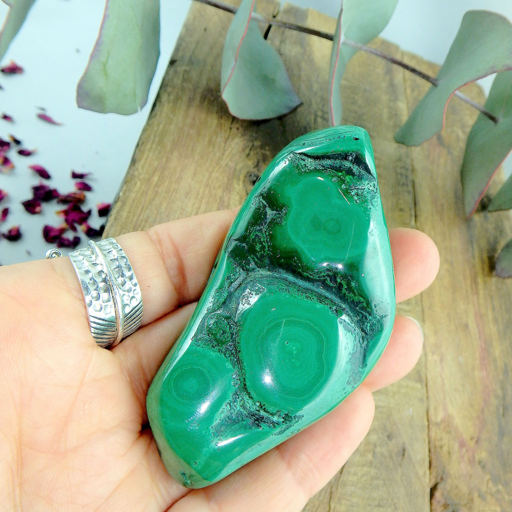 Partially Polished Deep Green Malachite Free Form Carving #1 - Earth Family Crystals